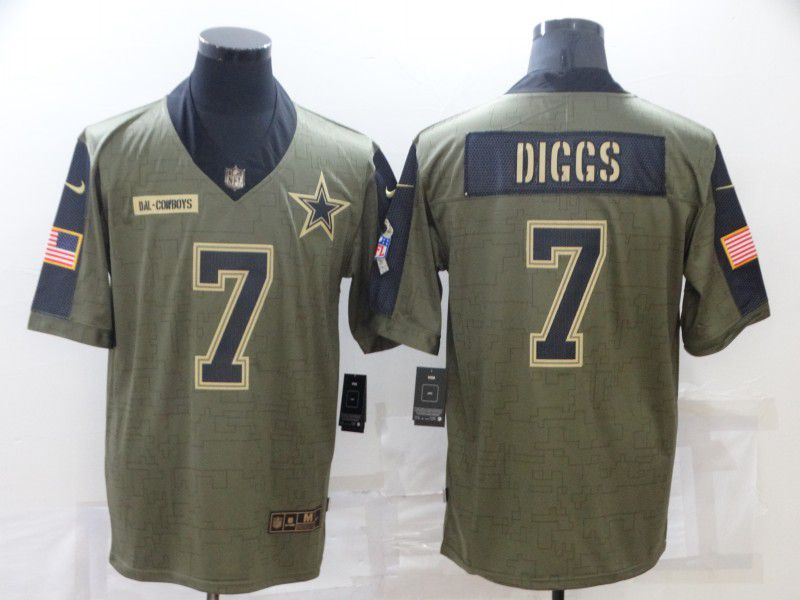 Men Dallas Cowboys #7 Diggs green Nike Olive Salute To Service Limited NFL Jersey->dallas cowboys->NFL Jersey